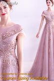 New Banquet Elegant Evening Dress Scoop Sequins Appliques Floor-length Long Prom Formal Gown Vestidos De Noche