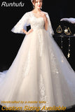 Dress 2023 The Elelgnat Court Train Batwing Sleeve Wedding Dresses Plus Size Lace Wedding Gowns