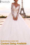 Wedding Dress Organza With Embroidery Princess Ball Gown Sweetheart Full Sleeve Simplicity Back Button Vestido De Novia