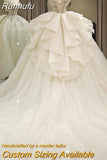 New Off The Shoulder Wedding Dress Lace Up Luxury Bridal Ball Gown Vestido De Noiva Sweep Large Train Plus Size Made Custom